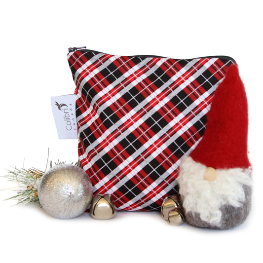 Holiday Plaid Reusable Snack Bag - Large